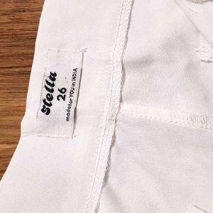 Stella White Side Hook Trousers