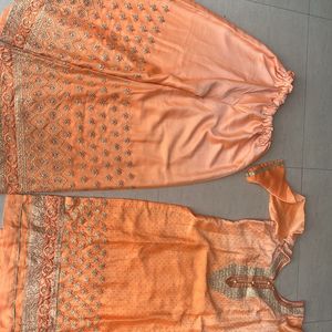 Coral kurta sharara set