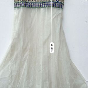 Designer White Blue Ethnic Anarkali Gown