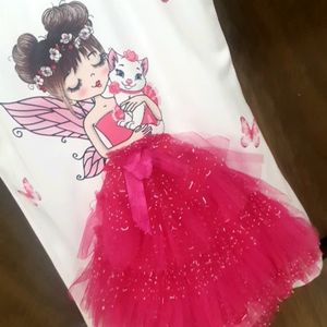 White and Pink Frock Frill On DOLL Dress