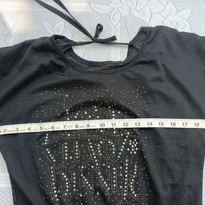 Black See Through Be-dazzeled Top