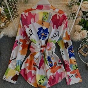 Women Sensational Multi Colour Wrap Up Shirt