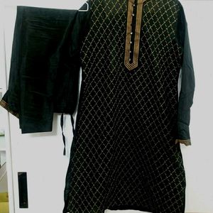 Men's Party Wear Black Kurta Pajama