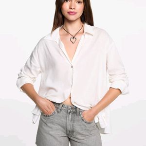 Mango Basic Chiffon White Shirt