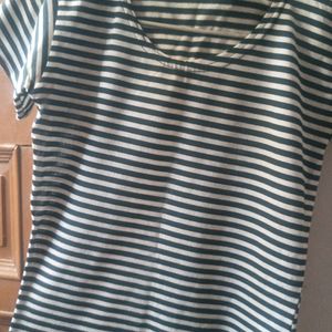 Girls Black & White Striped Top