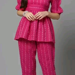 Stylum Pink Design Top With Trouser