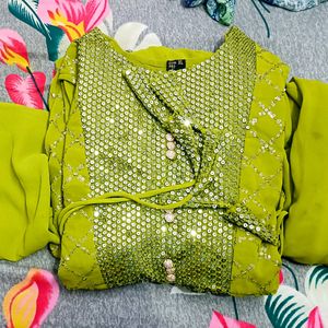 Beautiful Parrot Green Nayra Palazzo Set