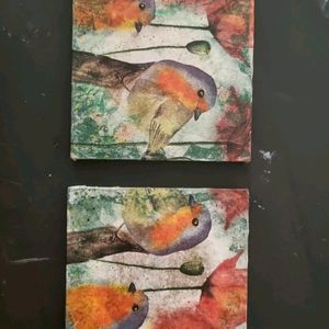 MDF DECOUPAGE Coasters SET OF 2