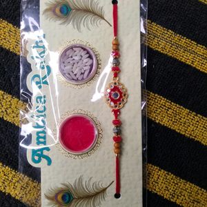 Rakhi With Plate And Chawal Roli For Brother