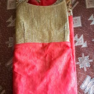 Straight Kurta Dark Pink Party Wear (NET)