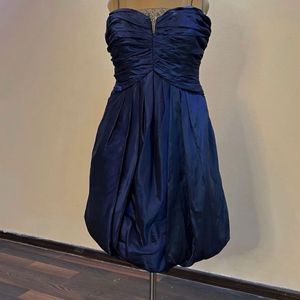 Blue Embellished Silk Baloon Dress