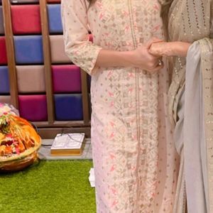 W Embellished Peach Kurta