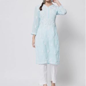 Paramount Chikan Sky Blue Handmade Chikankari Kurt