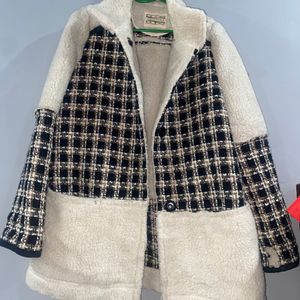 Loose  Collar Button Faux Fur Coat