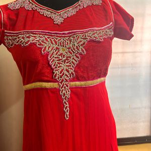 Red partywear dress