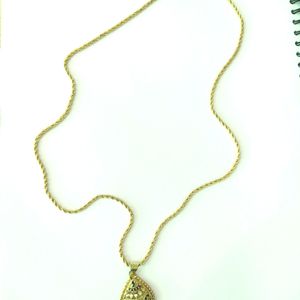 Golden Pendant And Chain Combo