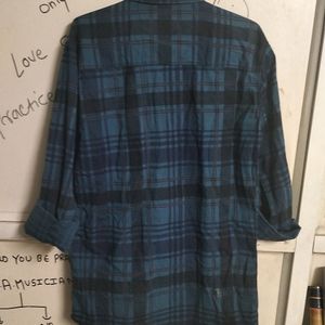 Navy Blue Cotton Checkerd Shirt