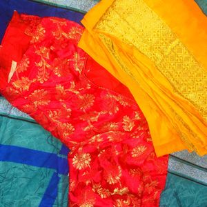 New Silk Saree With Designer Red Blouse