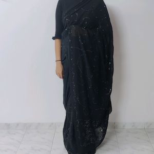 Black Tikki Thread Saree