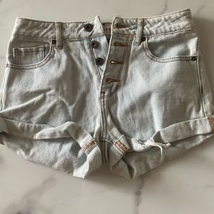 Light Blue Denim Shorts With Buttons