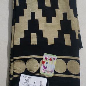 New With Tag - Black And Gold Soft Saree
