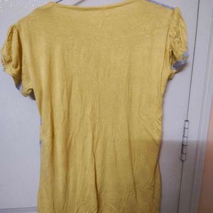 Soft Yellow Stretchable Striped Top Women