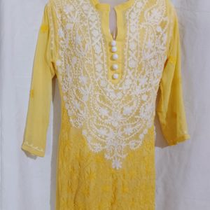 Yellow Chikankaari Kurta