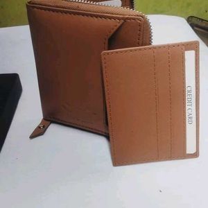 New Mens Tan Trendy Zipper Genuine Leather Wallet