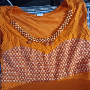 Beautiful Orange Kurta In Cotton