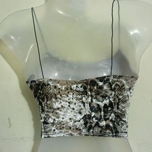 SNAKE PRINTED VELVET CROP TOP