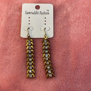 Golden Studded Dangling Earrings