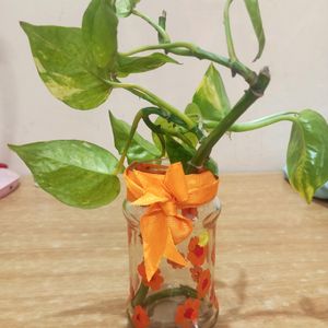 Floral Painted Glass Jar