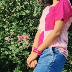 Pink Color block Oversized Tshirt 🌸