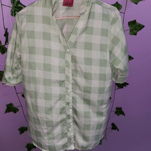 Light Green And White Check Shirt