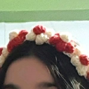 Crochet Puff Flowers Belt Hairband