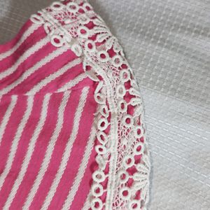 Pink Striped Short Sleeve T-Shirt