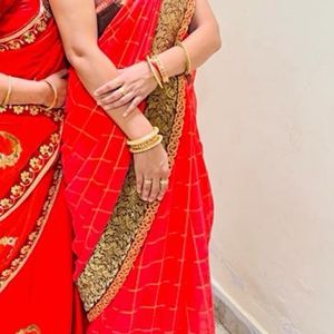 Peach Color Saree