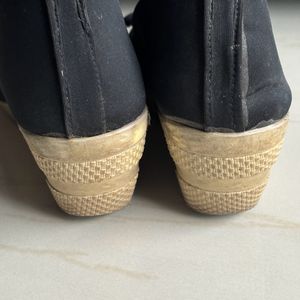 Black Peep Toe Wedges