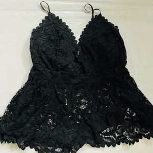 Women Black Lace Bralette Top