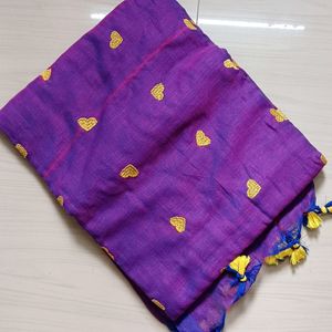 Embroidery Love Design Cotton Blend Saree