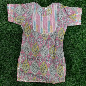 Jaipuri Cotton Kids Kurti Set