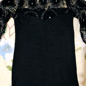 Black Knitted Top For Summer