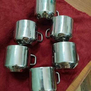 New Set of 6 Stainless Steel Tea cups