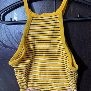 Zara Yellow Stripped Crop Top