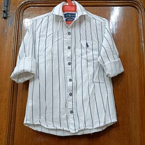 White Colour Fancy Lining Shirt For Kids