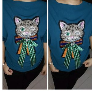 Women's Cute Cat Patch Loose Fit Casual Top