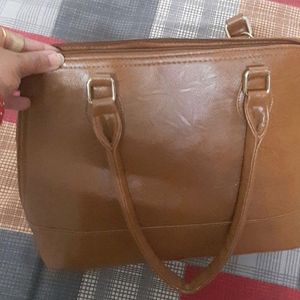 Brown Textured Handbag For Women