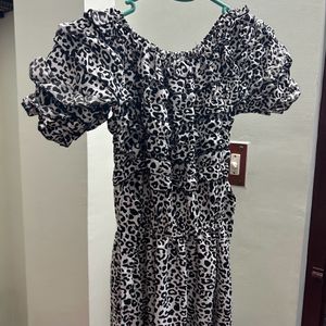 Women Black And White Comfy Partywear Dress