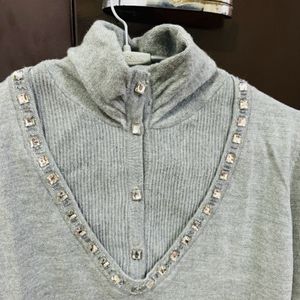 Grey Pre-winter High Neck Top