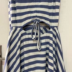 Brand New White Blue Striped Fit N Flare Dress